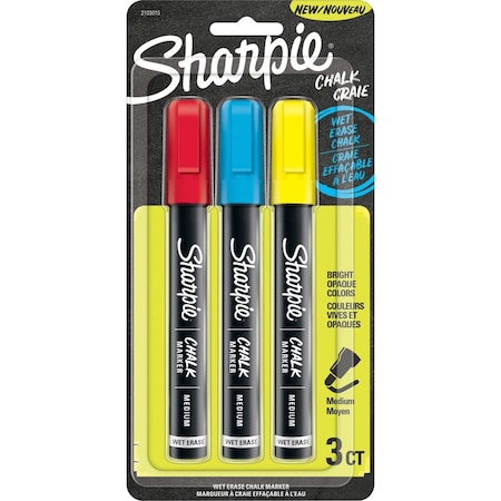 Sharpie Marker, Wet Erase, Chalk, 3/PK, Red/Blue/Yellow PK SAN2103015